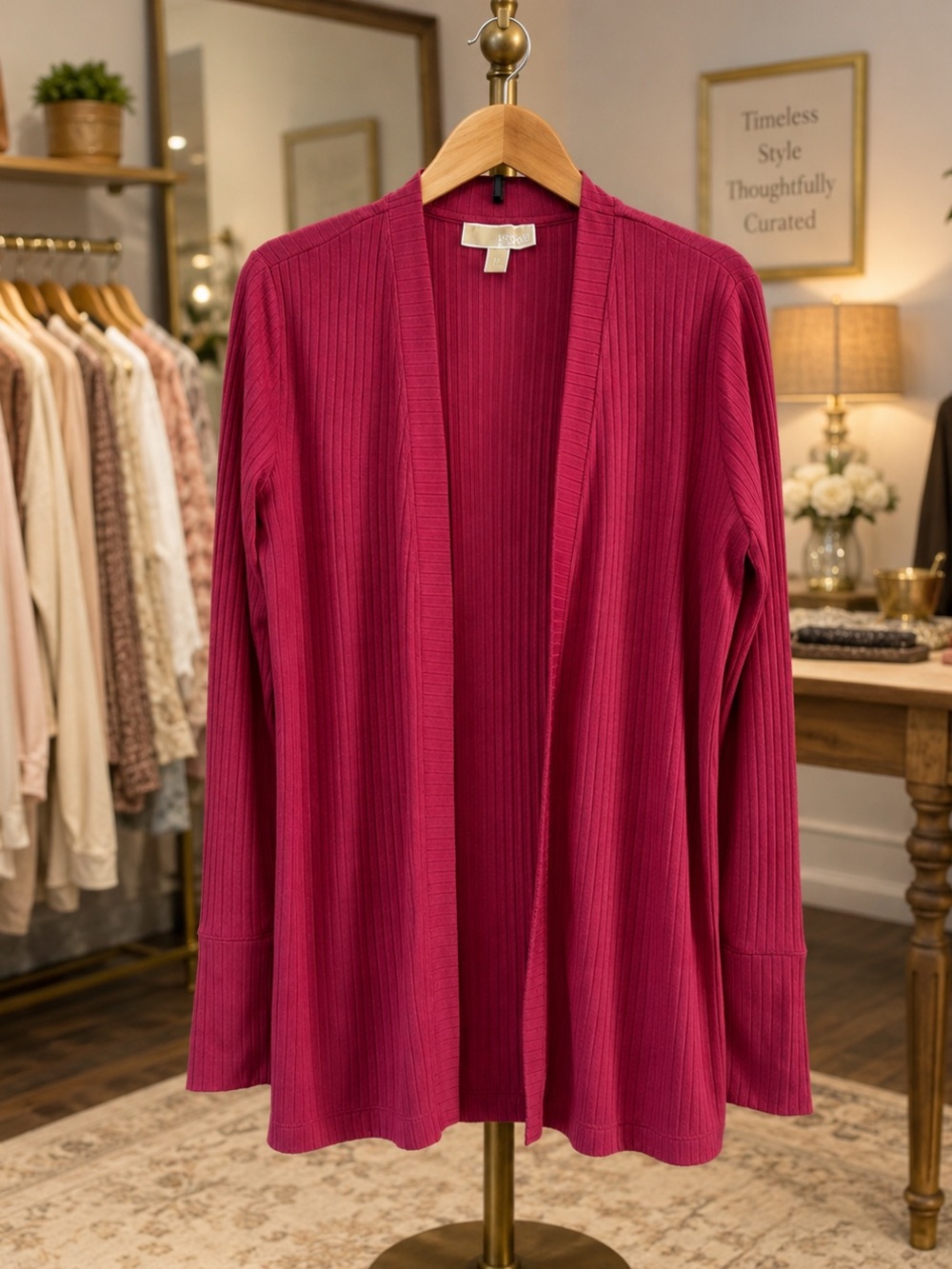Michael Kors Pink Ribbed Cardigan Size Small